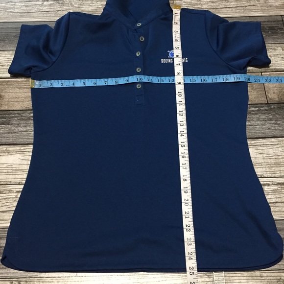 Nike Tour Performance Boeing Classic Polo Shirt Golf Women’s L Blue - Picture 2 of 8